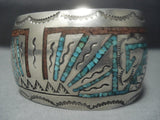 Magnificent Vintage Navajo Native American Jewelry jewelry Turquoise Sterling Silver Bracelet-Nativo Arts
