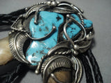Magnificent Vintage Navajo Native American Jewelry jewelry Turquoise Sterling Silver Morenci Bolo Tie-Nativo Arts