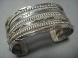 Magnificent Vintage Navajo Quadruple Rail Sterling Native American Jewelry Silver Bracelet-Nativo Arts