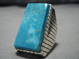 Magnificent Vintage Navajo Sterling Silver Native American Turquoise Ring Old-Nativo Arts