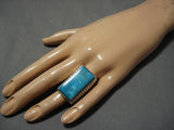 Magnificent Vintage Navajo Sterling Silver Native American Turquoise Ring Old-Nativo Arts