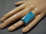 Magnificent Vintage Navajo Sterling Silver Native American Turquoise Ring Old-Nativo Arts