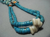 Magnificent Vintage Navajo Turquoise Nuggets Native American Jewelry Necklace Old-Nativo Arts