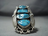 Magnificent Vintage Navajo Turquoise Sterling Native American Jewelry Silver Al Boyd Ring Old-Nativo Arts