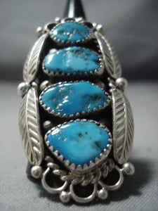 Magnificent Vintage Navajo Turquoise Sterling Native American Jewelry Silver Al Boyd Ring Old-Nativo Arts