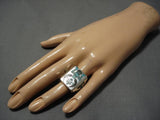 Magnificent Vintage Zuni Turquoise Sterling Silver Ring Native American Old-Nativo Arts