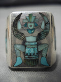 Magnificent Vintage Zuni Turquoise Sterling Silver Ring Native American Old-Nativo Arts