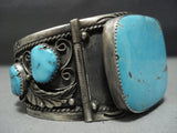 Magnifiecent Vintage Native American Jewelry Navajo Hinged Sterling Silver Turquoise Bracelet-Nativo Arts