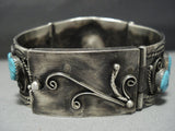 Magnifiecent Vintage Native American Jewelry Navajo Hinged Sterling Silver Turquoise Bracelet-Nativo Arts