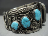 Magnifiecent Vintage Native American Jewelry Navajo Hinged Sterling Silver Turquoise Bracelet-Nativo Arts