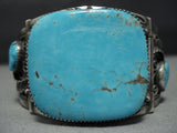 Magnifiecent Vintage Native American Jewelry Navajo Hinged Sterling Silver Turquoise Bracelet-Nativo Arts