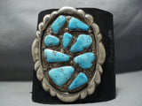 Magnifiecent Vintage Native American Jewelry Navajo Orenci Turquoise Sterling Silver Ketoh Bracelet-Nativo Arts