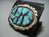 Magnifiecent Vintage Native American Jewelry Navajo Orenci Turquoise Sterling Silver Ketoh Bracelet-Nativo Arts