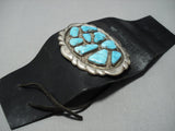Magnifiecent Vintage Native American Jewelry Navajo Orenci Turquoise Sterling Silver Ketoh Bracelet-Nativo Arts
