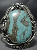 Magnifiecent Vintage Native American Jewelry Navajo Spiderweb Turquoise Sterling Silver Bracelet-Nativo Arts