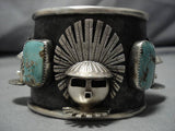 MARVELOUS 3D KACHINA ROYSTON TURQUOISE STERLING SILVER BRACELET-Nativo Arts