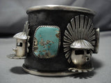 MARVELOUS 3D KACHINA ROYSTON TURQUOISE STERLING SILVER BRACELET-Nativo Arts