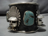 MARVELOUS 3D KACHINA ROYSTON TURQUOISE STERLING SILVER BRACELET-Nativo Arts