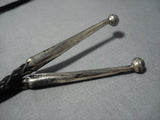 Marvelous Bear Tracks Vintage Navajo Sterling Silver Native American Jewelry Bolo Tie-Nativo Arts