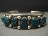 Marvelous Dark Green Vintage Navajo Turquoise Sterling Native American Jewelry Silver Bracelet Old-Nativo Arts