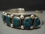 Marvelous Dark Green Vintage Navajo Turquoise Sterling Native American Jewelry Silver Bracelet Old-Nativo Arts