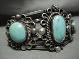Marvelous Early 1900's Vintage Navajo Cerrillos Turquoise Native American Jewelry Silver Bracelet-Nativo Arts