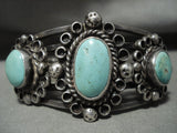 Marvelous Early 1900's Vintage Navajo Cerrillos Turquoise Native American Jewelry Silver Bracelet-Nativo Arts
