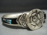 Marvelous Navajo 3d Turquoise Picturesque Sterling Silver Nightsky Bracelet-Nativo Arts