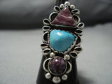 Marvelous Navajo Purple Shell Turquoise Sterling Silver Native American Jewelry Ring-Nativo Arts