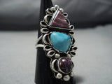 Marvelous Navajo Purple Shell Turquoise Sterling Silver Native American Jewelry Ring-Nativo Arts