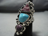 Marvelous Navajo Purple Shell Turquoise Sterling Silver Native American Jewelry Ring-Nativo Arts