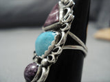 Marvelous Navajo Purple Shell Turquoise Sterling Silver Native American Jewelry Ring-Nativo Arts