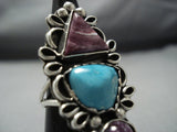 Marvelous Navajo Purple Shell Turquoise Sterling Silver Native American Jewelry Ring-Nativo Arts