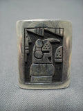 Marvelous Vintage Native American Jewelry Hopi Arved Kachina Sterling Silver Ring Old-Nativo Arts