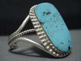 Marvelous Vintage Native American Jewelry Navajo Blue Diamond Turquoise Sterling Silver Bracelet- Huge!-Nativo Arts