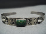 Marvelous Vintage Native American Jewelry Navajo Blue Turquoise Raised Carved Sterling Silver Bracelet-Nativo Arts