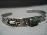 Marvelous Vintage Native American Jewelry Navajo Blue Turquoise Raised Carved Sterling Silver Bracelet-Nativo Arts
