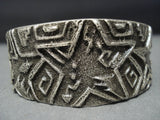 Marvelous Vintage Native American Jewelry Navajo Deep Silver Stars Sterling Bracelet-Nativo Arts