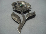Marvelous Vintage Native American Jewelry Navajo Flower Sterling Silver Turquoise Pin Old-Nativo Arts