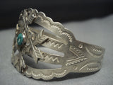 Marvelous Vintage Native American Jewelry Navajo Green Turquoise Sterling Silver Bracelet Old Cuff-Nativo Arts