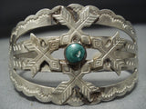 Marvelous Vintage Native American Jewelry Navajo Green Turquoise Sterling Silver Bracelet Old Cuff-Nativo Arts