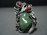 Marvelous Vintage Native American Jewelry Navajo Green Turquoise Sterling Silver Ring-Nativo Arts