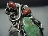 Marvelous Vintage Native American Jewelry Navajo Green Turquoise Sterling Silver Ring-Nativo Arts