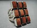 Marvelous Vintage Native American Jewelry Navajo Spiny Oyster Sterling Silver Ring Old-Nativo Arts