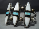 Marvelous Vintage Native American Jewelry Navajo Turquoise Sterling Silver Inlay Bracelet-Nativo Arts