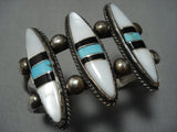Marvelous Vintage Native American Jewelry Navajo Turquoise Sterling Silver Inlay Bracelet-Nativo Arts