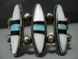 Marvelous Vintage Native American Jewelry Navajo Turquoise Sterling Silver Inlay Bracelet-Nativo Arts