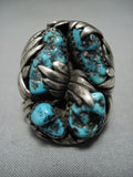 Marvelous Vintage Native American Jewelry Navajo Turquoise Sterling Silver Ring Old-Nativo Arts