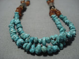 Marvelous Vintage Native American Jewelry Navajo Turquoise Sterling Silver Tubule Necklace-Nativo Arts