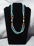 Marvelous Vintage Native American Jewelry Navajo Turquoise Sterling Silver Tubule Necklace-Nativo Arts